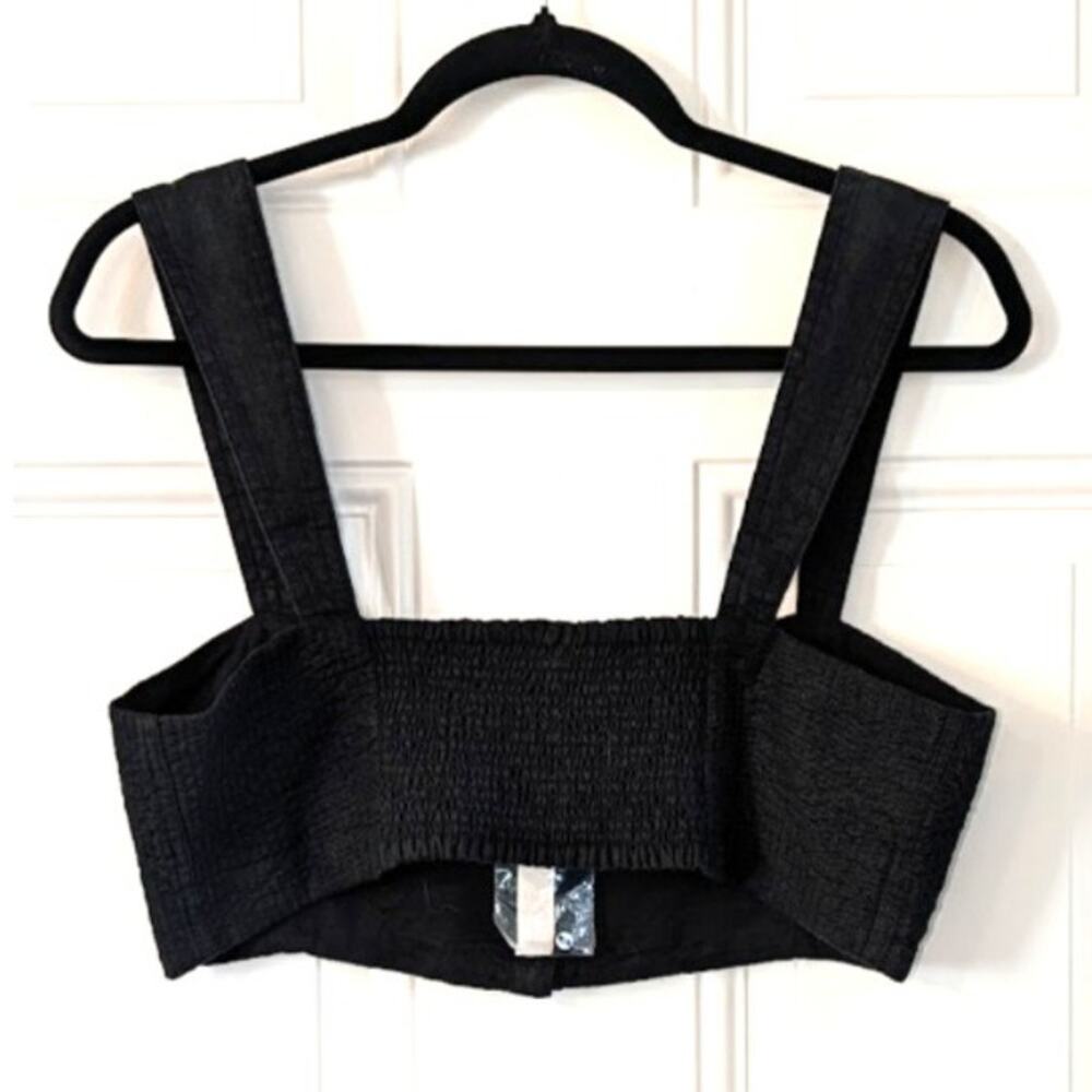 NWT Madewell 100% Linen Sweetheart Bralette Crop Top Black Size 12 Coastal - Picture 4 of 8